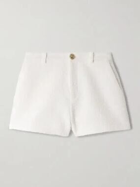 Gucci Cotton Blend Bouclé Shorts  Off White Gold GG Button IT40 NWT